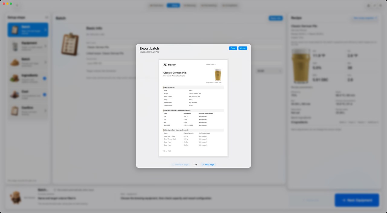 Batch export