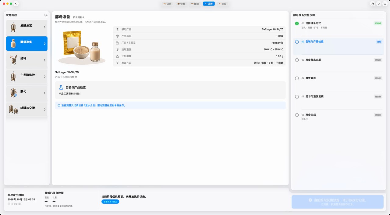 酿造 · 发酵阶段 · 酵母准备 · 概览